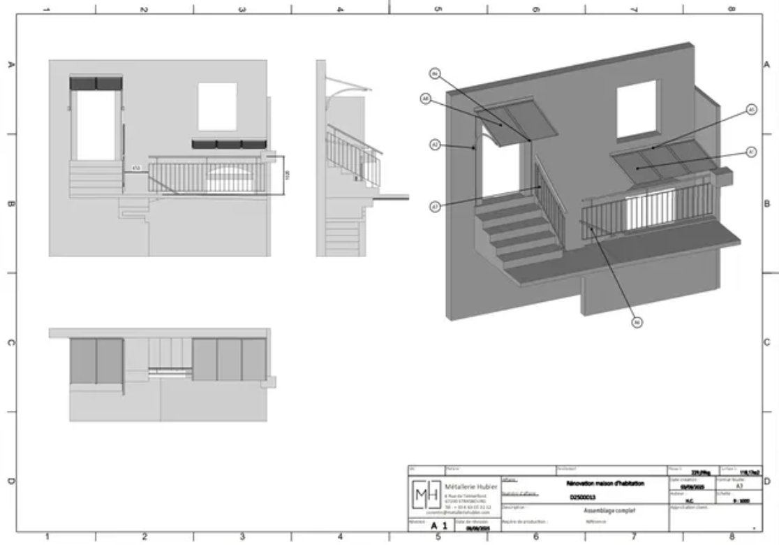 Plan Marquise vitrée & garde-corps sur-mesure