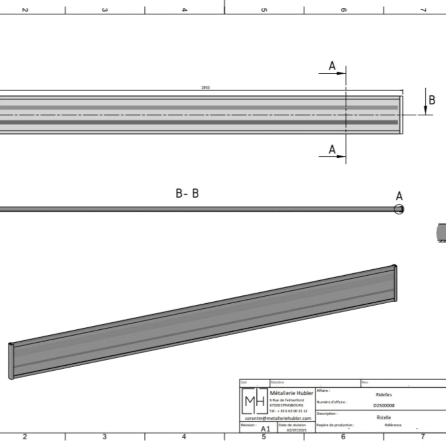 Plan Ridelles aluminium sur-mesure